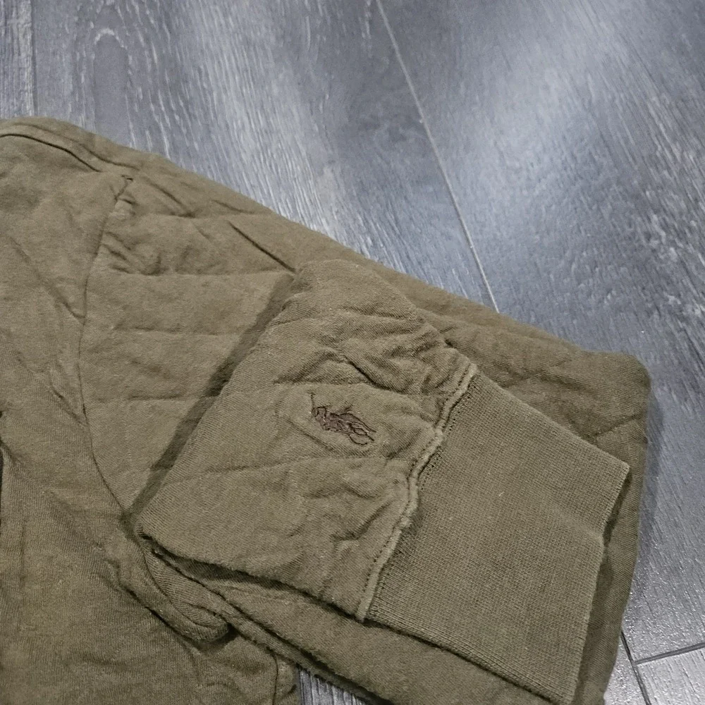 Polo Ralph Lauren Quilted Luxury Jersey Pullover‎ Men S Olive Green Snap Pony
